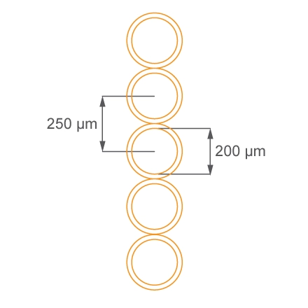 Multi-fiber optical bundle with a 200 µm fiber core diameter